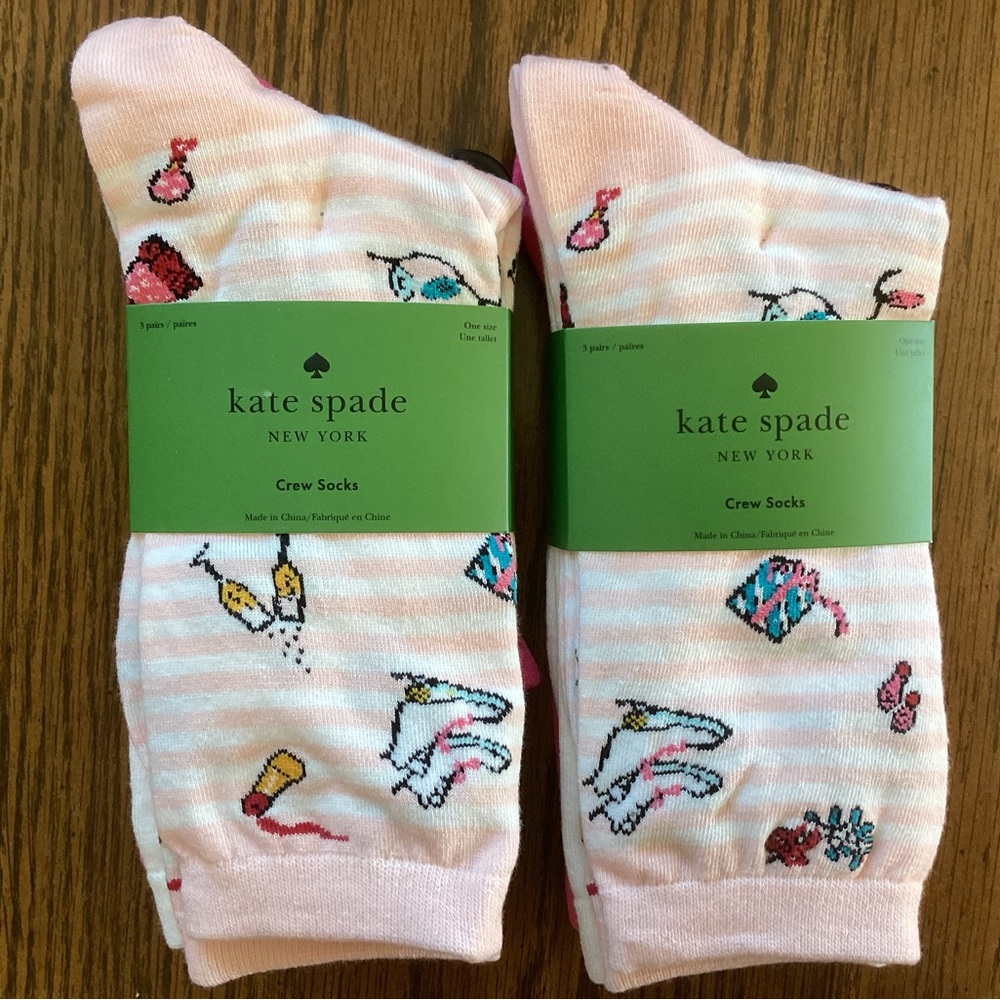 Kate Spade NewYork Crew Socks 2 Packs ( 6 Pair) New